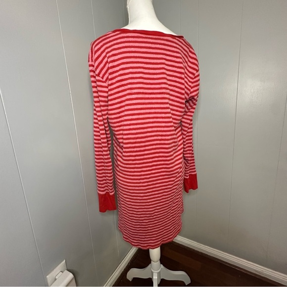 Victoria’s Secret Y2K Striped Thermal Henley Top XL Red Pink Sparkle - Picture 6 of 7